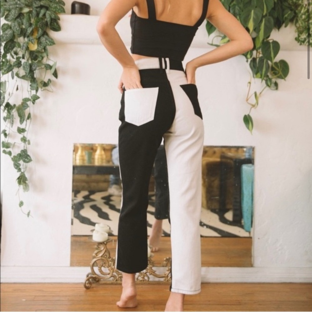 Black and white revice denim jeans